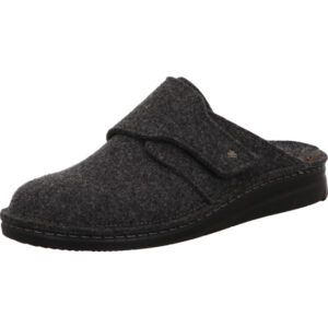 FinnComfort Hausschuh Damen anthrazit Filz mit Klett mit schwarzer Sohle