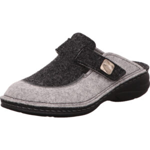 FinnComfort Hausschuh Damen Filz grau kombi mit schwarzer Sohle