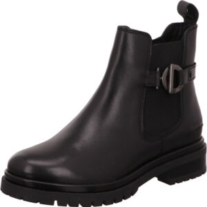 Josef Seibel Damen Stiefelette schwarz mit Silber Schnalle und schwarzer Sohle