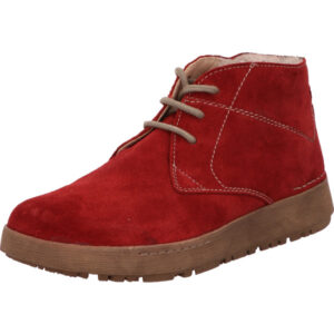 Josef Seibel Damen Stieflette rot mit braunen Schnürsenkel und brauner Sohle