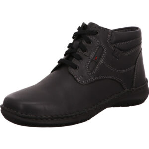 Josef Seibel Herren Stiefelette schwarz mit schwarzer Schnürung und schwarzer Sohle