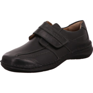 Josef Seibel Herren Slipper schwarz mit Klett und schwarzer Sohle