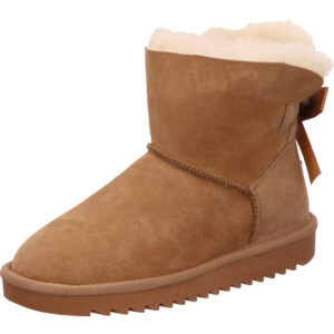 Ara Damen Stiefelette gefüttert braun mit Schleife und brauner Sohle