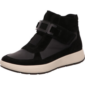 Ara Damen Stiefelette schwarz mit Klett und schwarzer Sohle