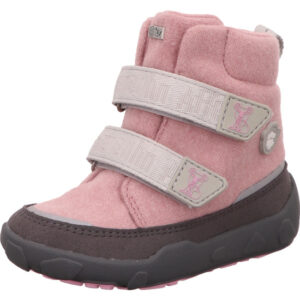 Affenzahn Kinderschuhe hoch Mädchen rosa mit hellrosa Klett und grauer Sohle
