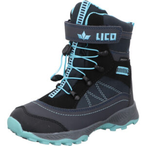 Lico Kinderschuhe hoch Mädchen grau mit hellblau und Zipper mit grau blauer Sohle