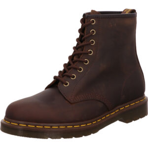 Dr Martens Herren Stiefelette Schnürer braun mit brauner Sohle und gelber Naht