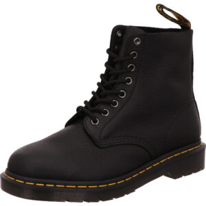 Dr Martens Herren Stiefelette schwarz mit schwarzer Sohle und gelber Naht