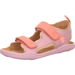 Affenzahn Kinder Sandalen lila mit Pfirsichfarbenen Klett und lila Sohle