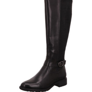 Tamaris Damen Stiefel schwarz mit Schnalle und schwarzer Sohle