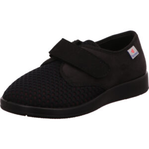 Varomed Damen Therapieschuh schwarz kombi mit Klett und schwarzer Sohle