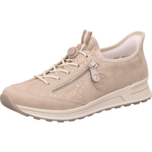 Rieker Damen Halbschuh beige kombi mit Reißverschluss und beiger Sohle