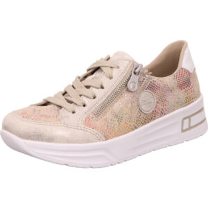 Rieker Damen Halbschuh beige multi mit weißer Sohle