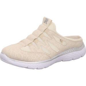 Rieker Damen Clogs beige kombi mit weißer Sohle