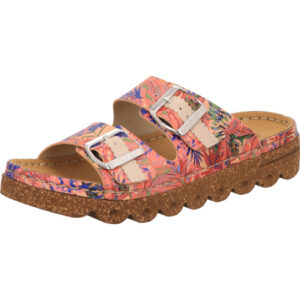 Rieker Damen Pantolette rosa Dschungel mit brauner Sohle