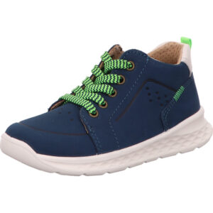 Superfit Kinderschuh Jungs blau kombi mit grüner Schnürung und weißer Sohle