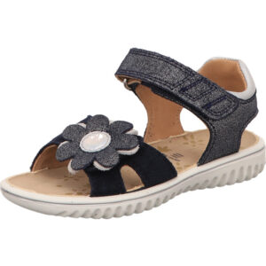 Superfit Kinder Sandalen schwarz mit Glitzer und Blume und weißer Sohle