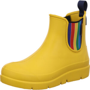 Fischer Damen Gummistiefel gelb mit Regenbogengummi und gelber Sohle