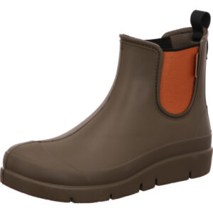 Fischer Damen Gummistiefel olive mit braunem Gummizug