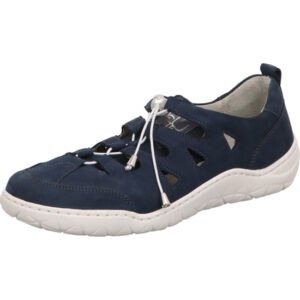 Waldläufer Halbschuh Damen blau mit weißer Sohle