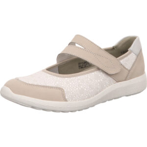 Waldläufer Halbschuh mit Klettverschluss beige weiß mit weißer Sohle