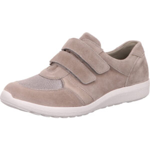 Waldläufer Halbschuh Damen mit Klettverschluss beige kombi mit weißer Sohle