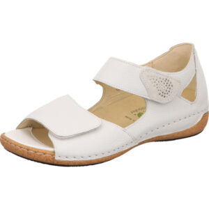 Waldläufer Sandalette Damen mit Klettverschluss weiß und brauner Sohle