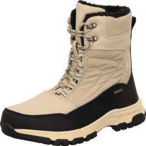 Josef Seibel Damen Boots creme schwarz mit beiger Schnürung und beige schwarzer Sohle