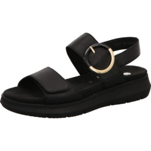 Remonte Damen Sandalette schwarz mit goldener Schnalle und schwarzer Sohle