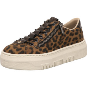 Rieker Damen Halbschuh Leoprint mit weißer Sohle