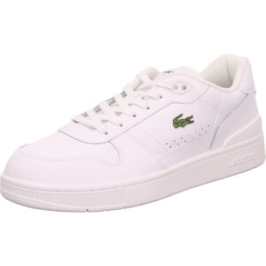 Lacoste Herren Sneaker weiß mit grünem Logo und weißer Schnürung mit weißer dicker Sohle