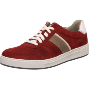 Pius Gabor Herren Halbschuh Schnürer rot mit beige weißem Streifen und weißer Sohle