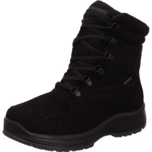 Josef Seibel Damen Boots schwarz mit Schnürung und schwarzer Sohle
