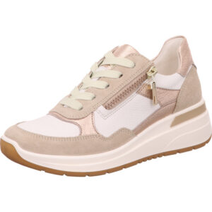 Ara Damen Halbschuh Schnürer beige weiß mit mini Reißverschluss und weiß brauner Sohle