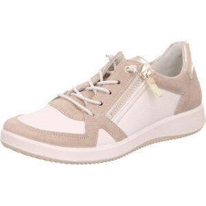 Ara Damen Halbschuh Schnürer weiß beige mit mini Reißverschluss und heller Sohle