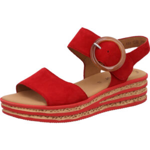 Gabor Sandalette Damen rot mit brauner Sohle und brauner Schnalle