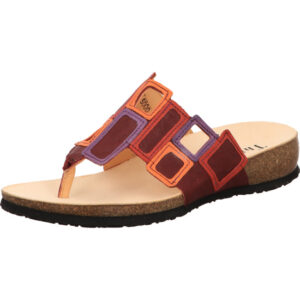 Think Damen Zehenschuhe bordeaux mit lila und orange mit schwarzer Sohle