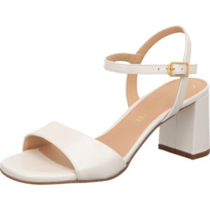 Unisa Damen Sandalette weiß mit goldener Schnalle und weißem Absatz