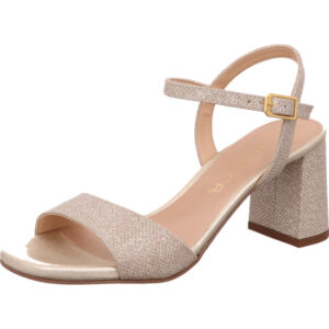 Unisa Damen Sandalette gold glitzer mit goldener Schnalle und goldener Sohle