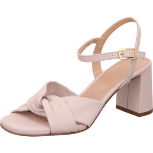 Unisa Damen Sandalette beige mit Knoten und goldener Schnalle mit beigem Absatz