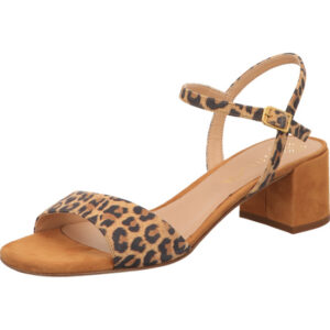 Unisa Damen Sandaletten Leoprint mit orangener Sohle und goldener Schnalle