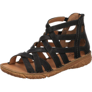 Josef Seibel Damen Sandalen schwarz mit brauner Sohle