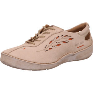 Josef Seibel Damen Halbschuh beige Schnürer mit grauer Sohle