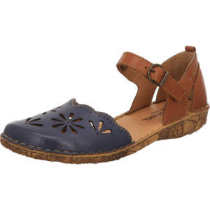 Josef Seibel Damen Sandalette Damen blau braun kombi mit Schnalle und brauner Sohle