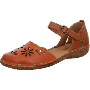 Josef Seibel Damen Sandalette orange mit Schnalle und brauner Sohle