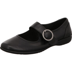 Josef Seibel Damen Ballerina schwarz mit Riemen und silber Schnalle mit schwarzer Sohle