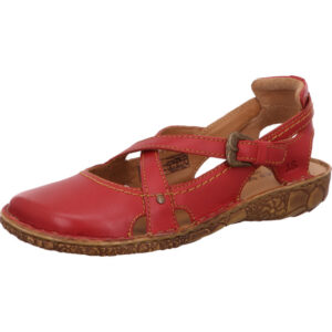 Josef Seibel Damen Sandalette rot mit Schnalle und brauner Sohle