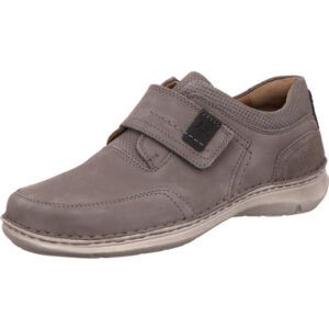 Josef Seibel Herren Slipper grau mit Klett und grauer Sohle
