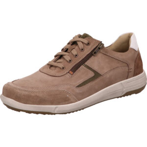 Josef Seibel Herren Schnürschuh halb beige mit mini Reißverschluss und grauer Sohle