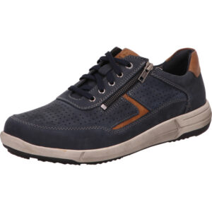 Josef Seibel Herren Schnürschuh halb blau kombi mit mini Reißverschluss und grauer Sohle